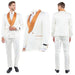New Paisely Skinny Fit  Double-Breasted By Tazio, Ivory & Rustic Orange Tuxedo - Men's Tuxedo USA