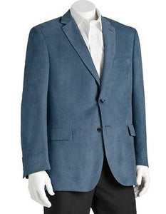 Microsuede Men's Polyester Double Vent 2 Button Classic Fit Blue Blazer