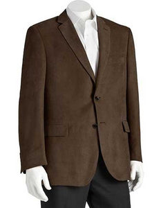 Microsuede Men's Classic Fit 2 Button Polyester Brown Double Vent Blazer