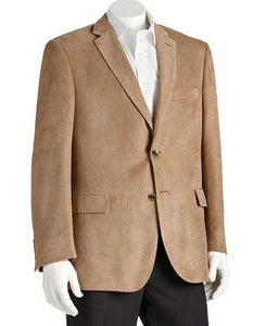 Microsuede Men's Polyester 2 Button Double Vent Classic Fit Camel Blazer