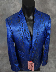 Men's floral paisley blue slim fit sport jacket Blazer