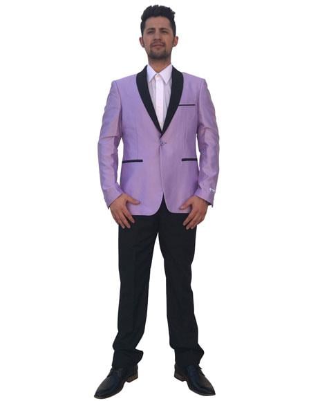 Men's Lavender 2 Button Black Shawl Lapel Cheap Priced Designer Fashion Dress Casual Blazer For Men On Sale Blazer ~ Sport Coat