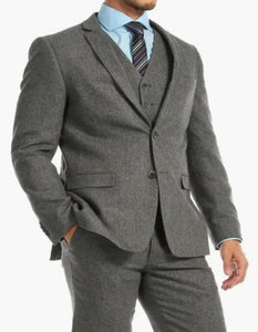 Mens Single Breasted Two Button Slim Fit Suit Gray