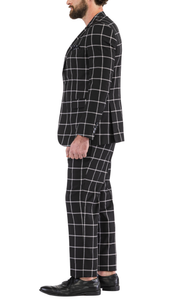 Harvy Black Mens 2 Button Slim Notch Lapel Suit