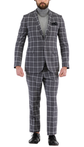 Harvy Grey Mens 2 Button Slim Notch Lapel Suit