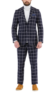 Harvy Navy Mens 2 Button Slim Notch Lapel Suit