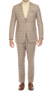 Modern Slim Fit Mens Suit – 2 Button Notch Lapel with U-Shaped Double Breasted Vest