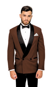 Mens "Brown" Velvet Tuxedo Suit - Blazer - Velvet Sport Coat + Black Pants