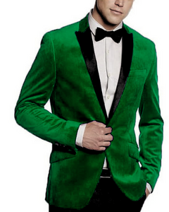 Olive Double Breasted Velvet Blazer - Velvet Sport Coat