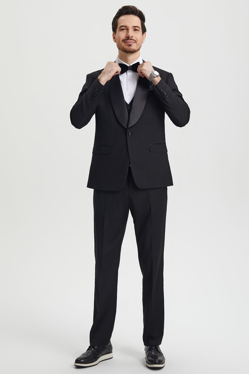 Men's Stacy Adams Vested One Button Shawl Lapel Designer Tuxedo in White