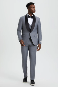 Designer Gray Prom Tuxedo - Grey Wedding Stacy Adams Suit