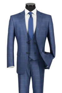 Mens Glen Plaid 3-Piece Suit – Classic Regular Fit Design