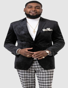 Paisley Blazer - Prom 2025 Tuxedo Dinner Jacket - Velvet Sport Jacket in Color Black