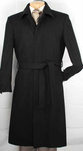 Belted Overcoat ( Very Dark Grey Almost Black ) Or (Navy Blue ) Or (Camel) Or ( Charcoal Grey ) Long Men's Dress Topcoat - Winter Coat Full Lengt