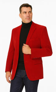 Vinci Men's Red Velvet 2-Button Regular-Fit Blazer