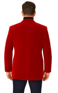 Vinci Men's Red Velvet 2-Button Regular-Fit Blazer