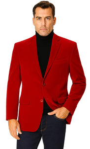 Vinci Men's Red Velvet 2-Button Regular-Fit Blazer