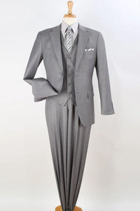Apollo King "Classic Fit Men's Vested Suit in Light Grey - Two Button Pleated Pant"