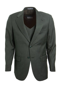 Mens Two-Button Sharkskin Suit by Stacy Adams - Olive Green