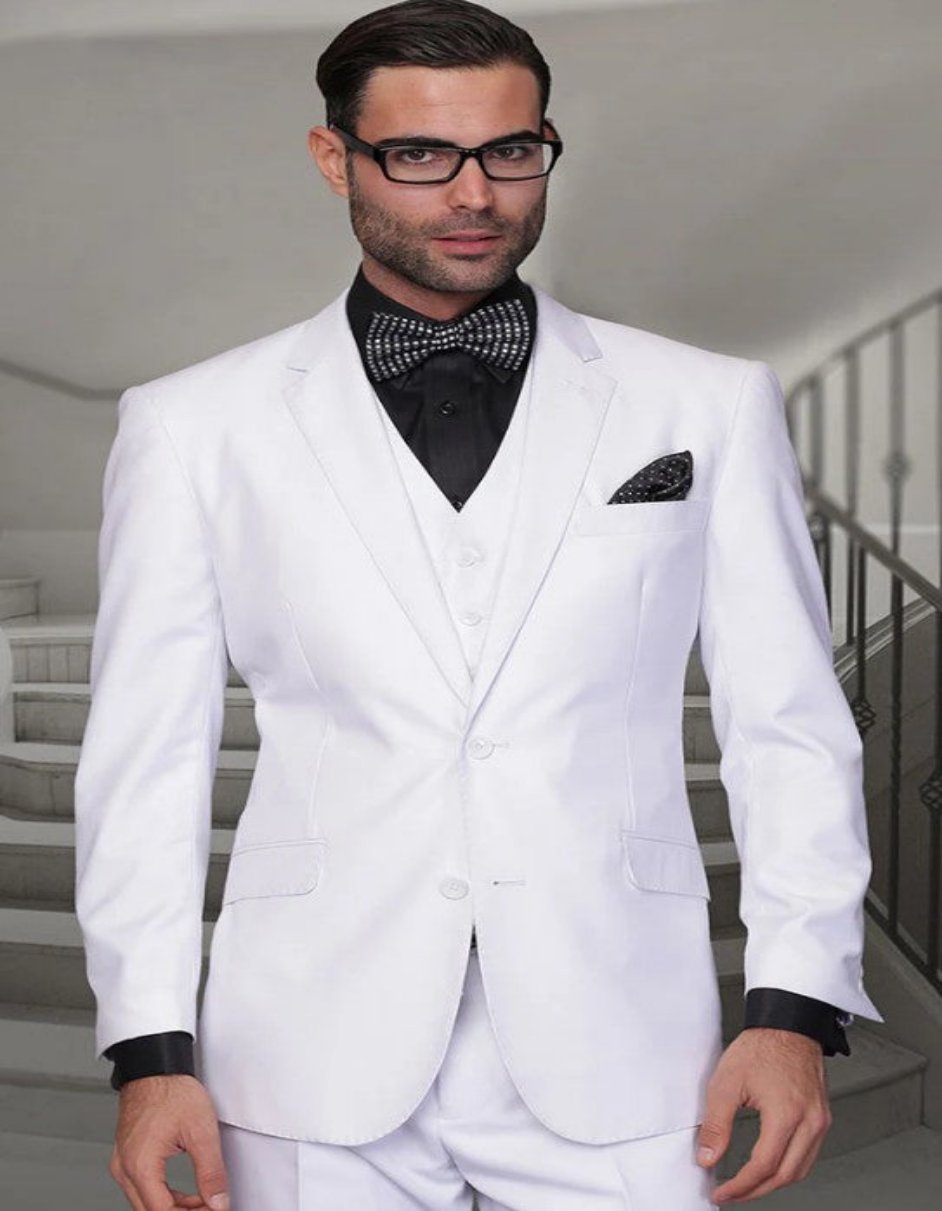 Big And Tall Suit For Men - Jacket + Pants + Bowtie + Pants - White and Lime Green Suit main image 0