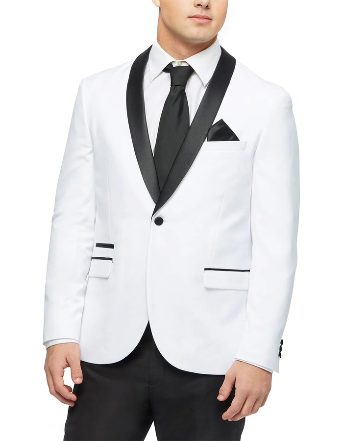 White Prom Suit - White Prom Tuxedo Suits - White Wedding  1 Button Tuxedo