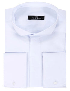 White Plain Stand Collar Formal Tuxedo Shirt