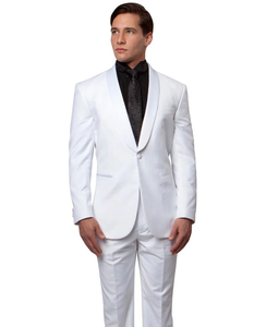 White Prom Suit - White Prom Tuxedo Suits - White Wedding Wool Shawl  Tuxedo