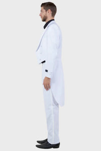 Big and Tall Tuxedo - Peak Lapel With Satin Trim White Slim Fit TailCoat Tuxedo