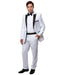 Mens Modern Fit Wool Peak Tuxedo in White/Black - Men's Tuxedo USA