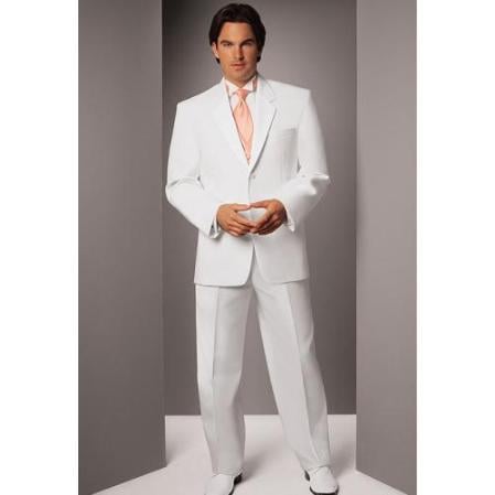 Men'S White Two Button Notch Tuxedo