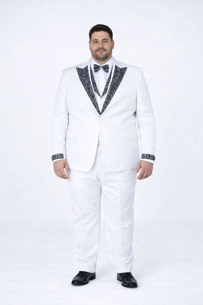 White Wedding Tuxedo with Stone Detailing – Peak Lapel 4-Piece Suit