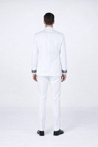 White Wedding Tuxedo with Stone Detailing – Peak Lapel 4-Piece Suit