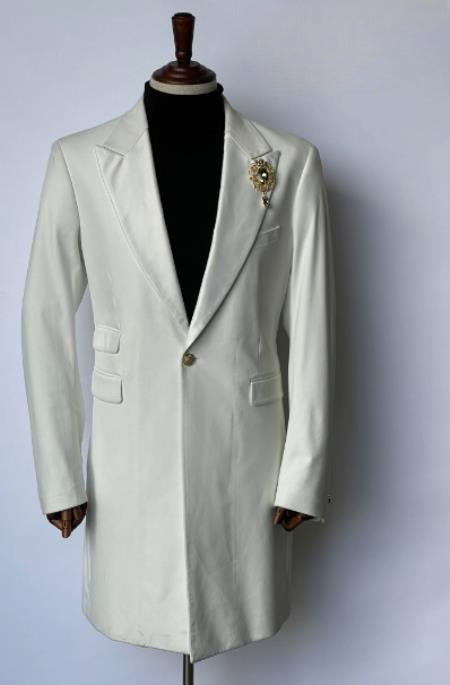 Velvet Long Coat - Velvet Carcoat - White Coat