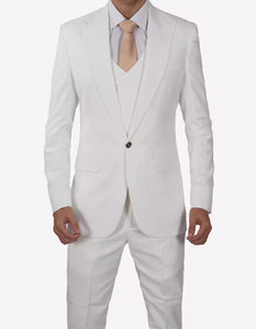 Mens White Three Piece Antonio Double Breasted Vintage Style Suit