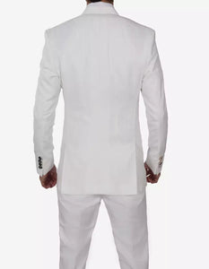 Mens White Three Piece Antonio Double Breasted Vintage Style Suit