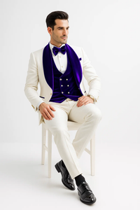 White and Royal Blue Prom Suit