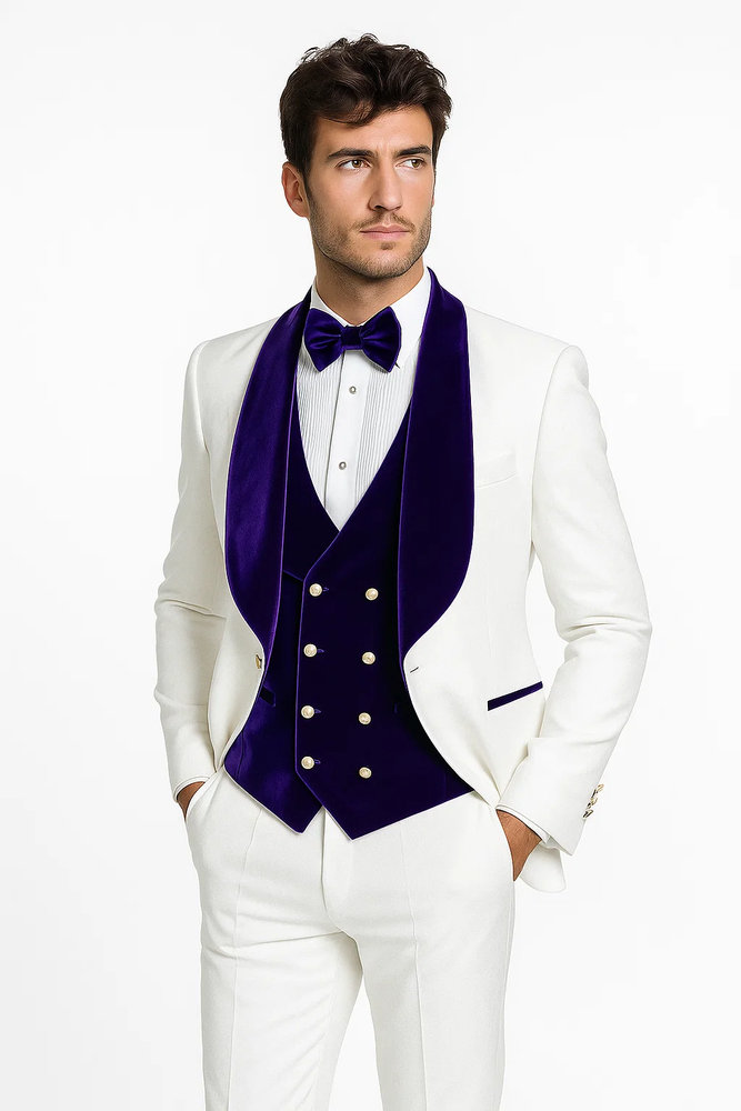 White and Royal Blue Prom Suit