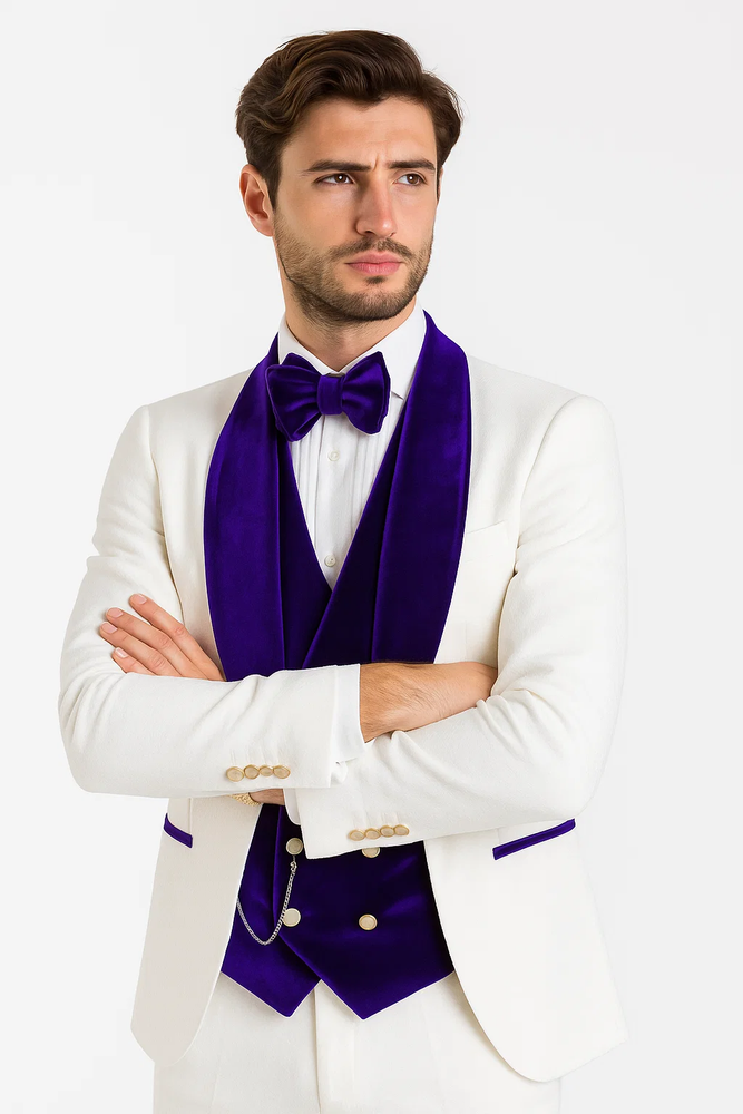 White and Royal Blue Prom Suit