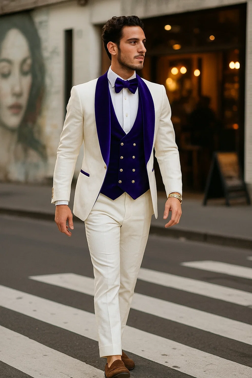White and Royal Blue Prom Suit