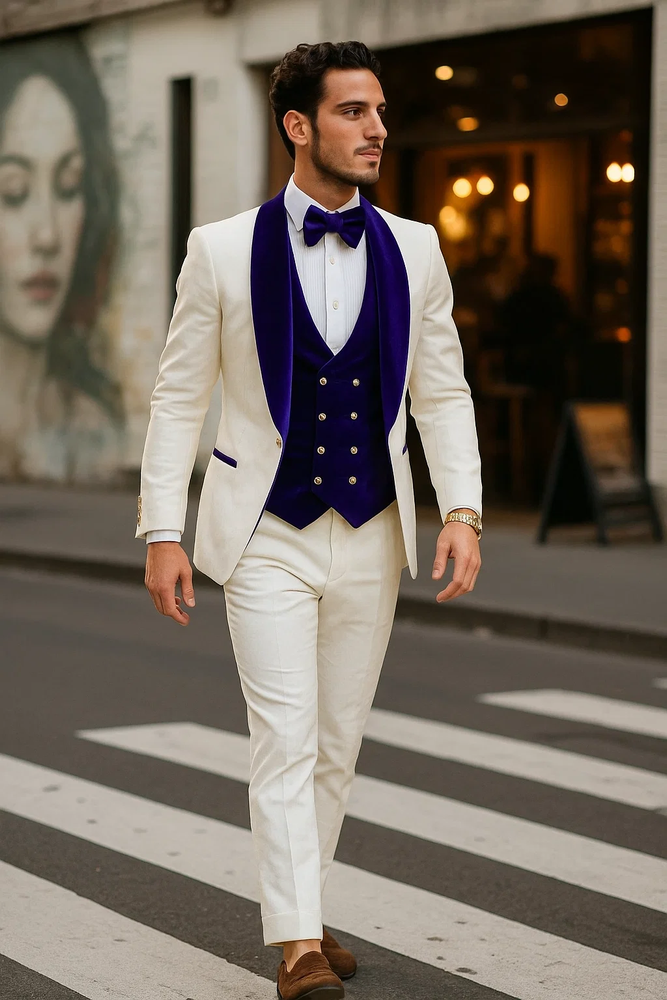 White and Royal Blue Prom Suit