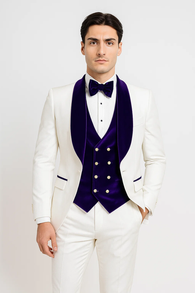 White and Royal Blue Prom Suit