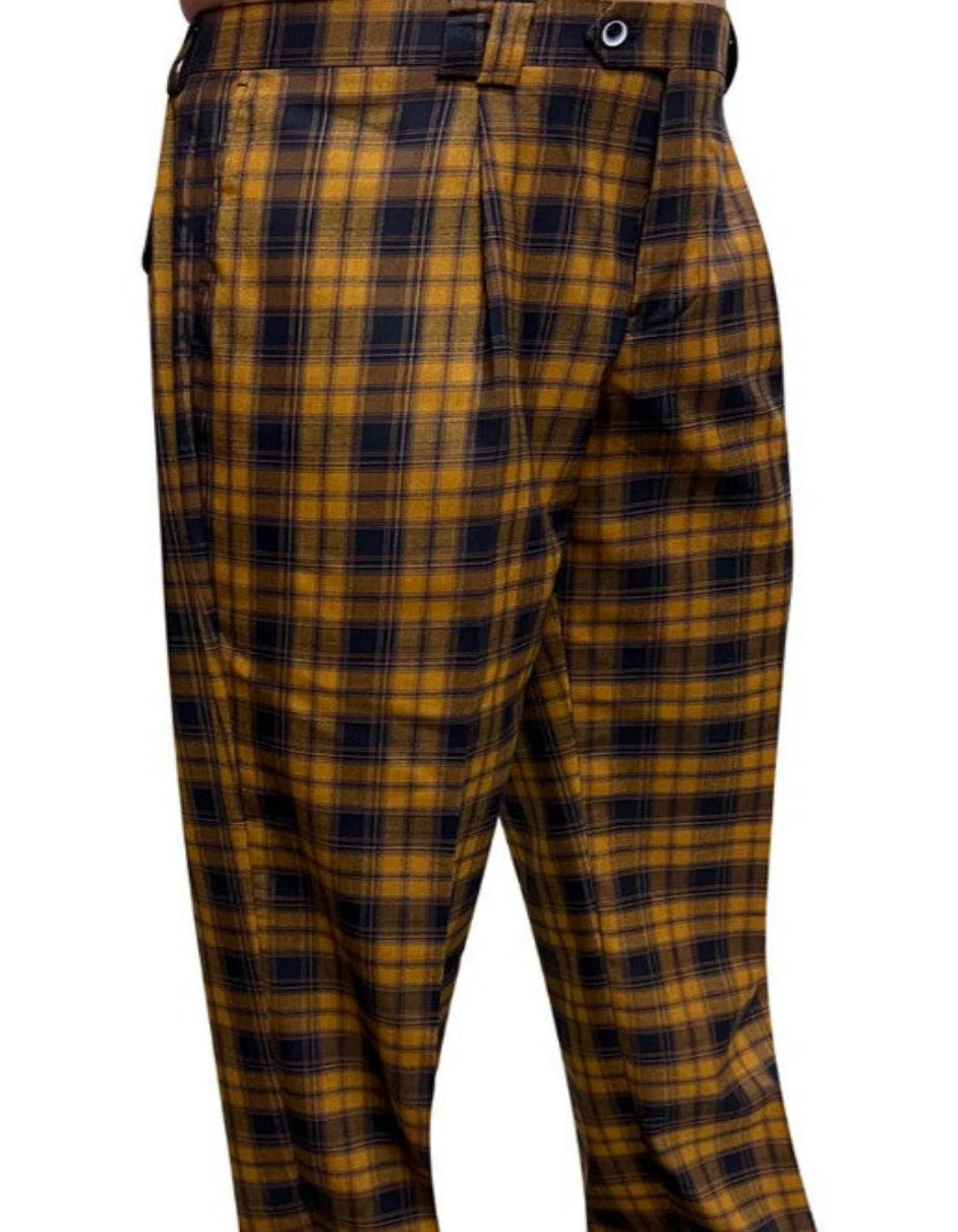 Mens Italian Wool Wide Leg Dress Pants in Camel Gold main image 1