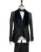 Mens Vested Designer Wide Velvet Shawl Tuxedo in Black Paisley - Men's Tuxedo USA