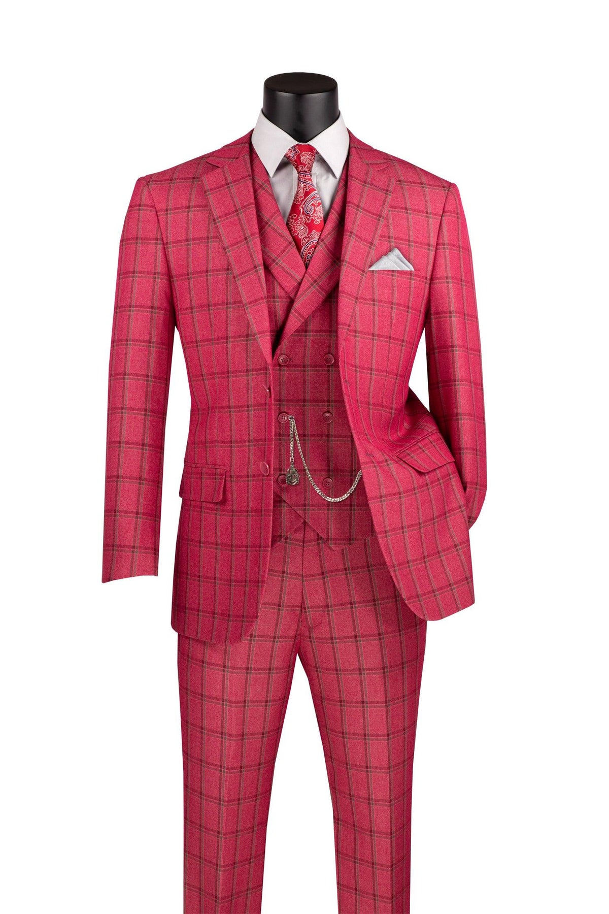 La Scale Collection-Windowpane Three Piece Suit - Teal main image 1