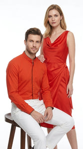 Men’s Mandarin Collar Dress Shirt, Collarless Nehru Preacher Style Multi-Color Shirt