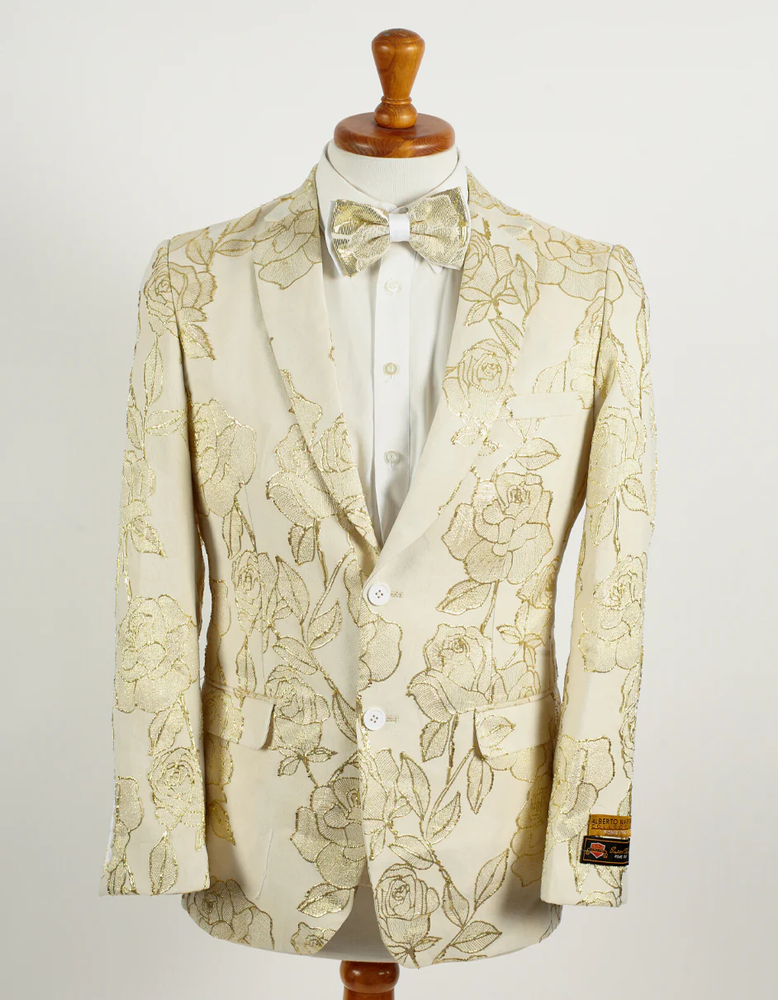 White Prom Suit - White Prom Tuxedo Suits - White Wedding  Floral Tuxedo