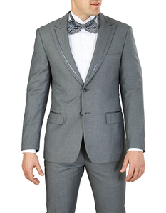 Designer Gray Prom Tuxedo - Grey Wedding Peak Lapel  Suit