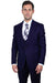 "Men's Vested One-Button Peak Lapel Navy Blue Suit by Stacy Adams"