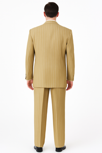 Beige Pinstripe Party Suit – Classic 3-Piece Men’s Outfit