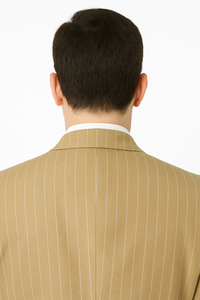 Beige Pinstripe Party Suit – Classic 3-Piece Men’s Outfit